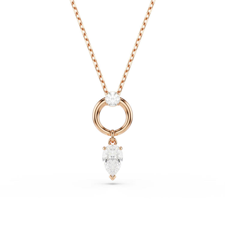 Mesmera set, Pear cut, White, Rose gold-tone plated