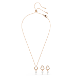Mesmera set, Pear cut, White, Rose gold-tone plated