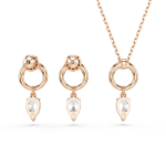 Mesmera set, Pear cut, White, Rose gold-tone plated