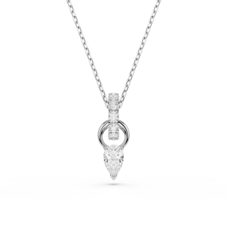 Mesmera set, Pear cut, White, Rhodium plated