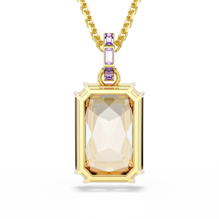 Millenia pendant, Octagon cut, Caramel, Gold-tone plated