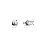 Silla stud earrings Round cut, Blue, Rhodium plated