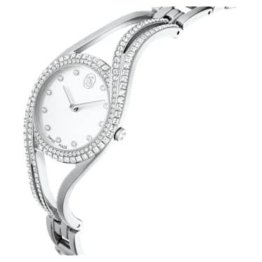 Hyperbola bangle watch Swiss Made, Metal bracelet, Silver tone, Stainless steel