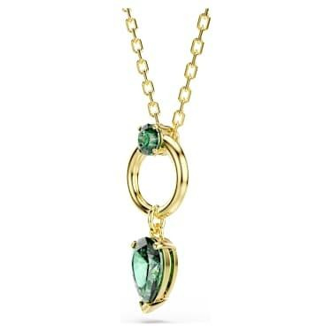 Mesmera pendant Mixed cuts, Green, Gold-tone plated