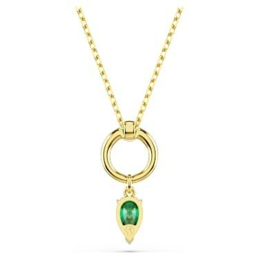 Mesmera pendant Mixed cuts, Green, Gold-tone plated
