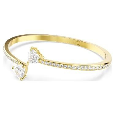 Mesmera Attract bangle Heart, White, Gold-tone plated