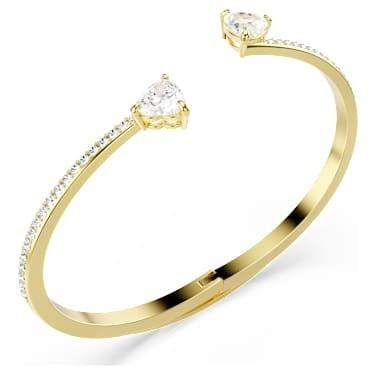 Mesmera Attract bangle Heart, White, Gold-tone plated
