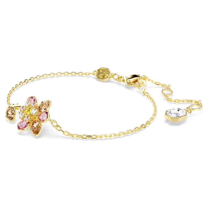 Idyllia bracelet Mixed cuts, Flower, Multicolored, Gold-tone plated