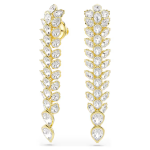 Idyllia drop earrings Mixed cuts, Long, White, Gold-tone plated