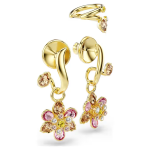Idyllia earrings Set (3), Mixed cuts, Flower, Multicolored, Gold-tone plated