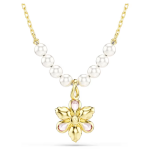 Idyllia pendant Crystal pearl, Mixed cuts, Flower, Multicolored, Gold-tone plated