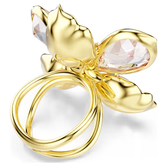 Idyllia motif ring Mixed cuts, Flower, Multicolored, Gold-tone plated
