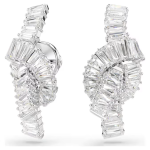 Matrix earrings Baguette cut, Knot, White, Rhodium plated