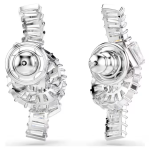 Matrix earrings Baguette cut, Knot, White, Rhodium plated