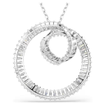 Matrix pendant Baguette cut, White, Rhodium plated