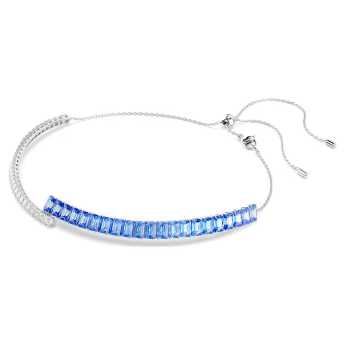 Matrix choker Mixed cuts, Blue, Rhodium plated