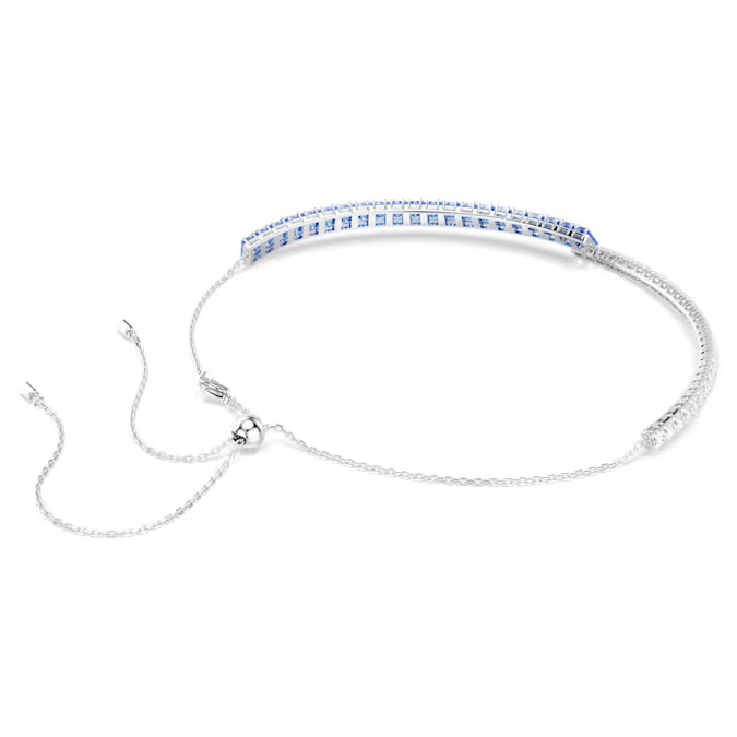 Matrix choker Mixed cuts, Blue, Rhodium plated