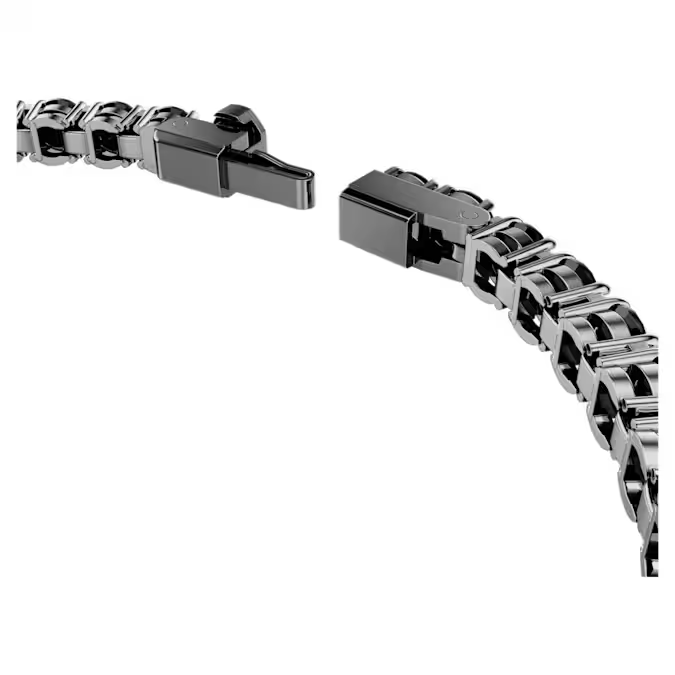 Matrix Tennis bracelet Round cut, Black, Ruthenium plated