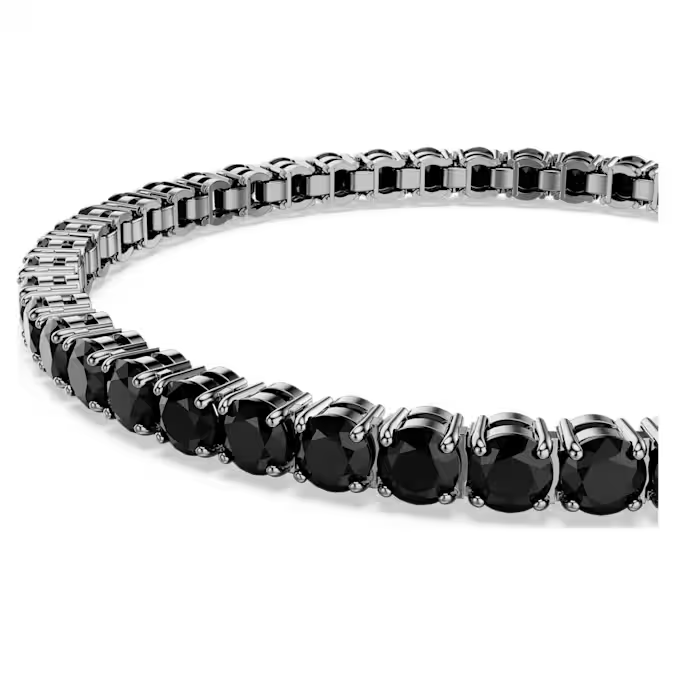 Matrix Tennis bracelet Round cut, Black, Ruthenium plated