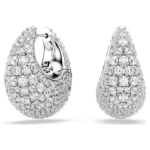 Sublima earrings Large, White, Rhodium plated