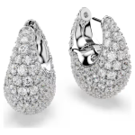 Sublima earrings Large, White, Rhodium plated