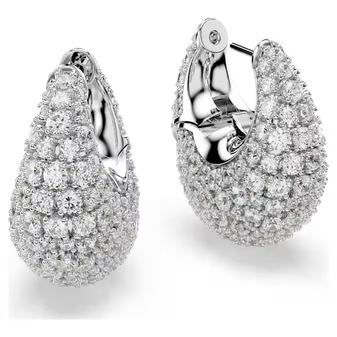 Sublima earrings Large, White, Rhodium plated