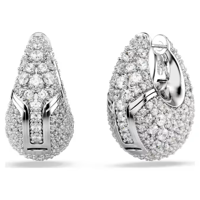 Sublima earrings Large, White, Rhodium plated