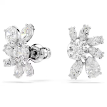Mesmera stud earrings Mixed cuts, Flower, White, Rhodium plated