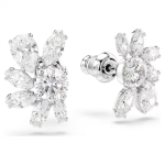 Mesmera stud earrings Mixed cuts, Flower, White, Rhodium plated