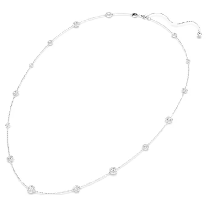 Una Angelic strandage Round cut, White, Rhodium plated