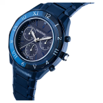 Dextera chrono watch 39mm, Swiss Made, Metal bracelet, Blue, Blue finish
