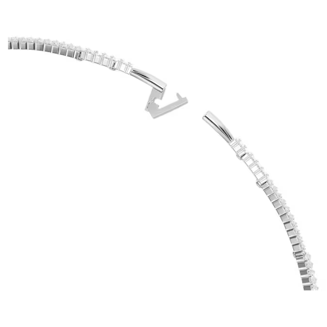 Matrix choker Baguette cut, White, Rhodium plated