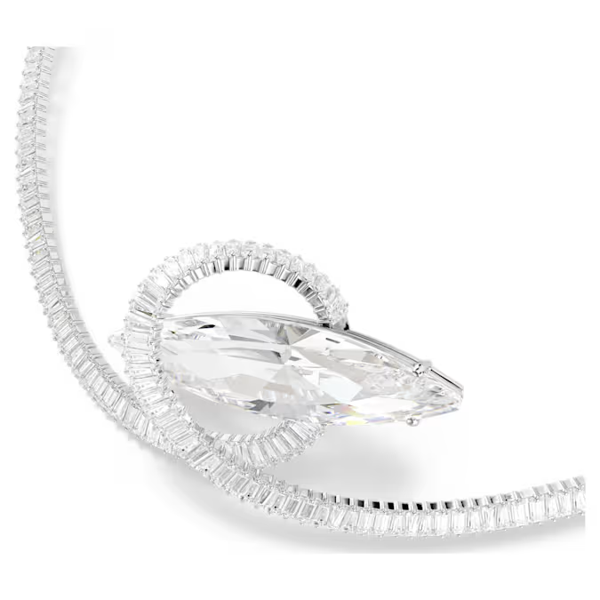 Matrix choker Baguette cut, White, Rhodium plated