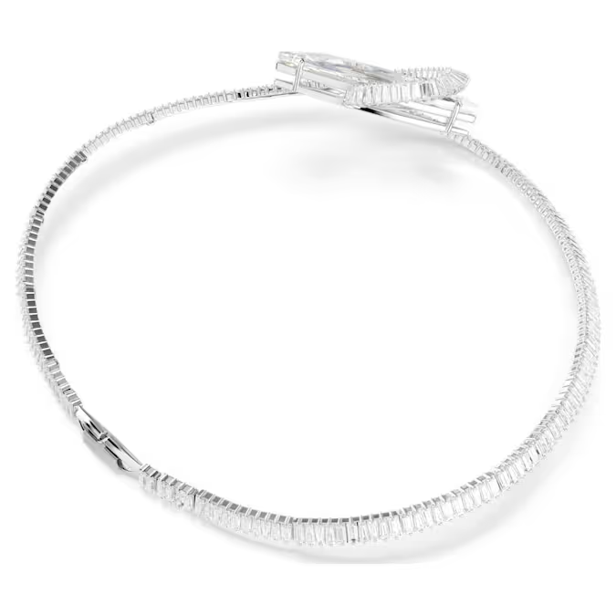 Matrix choker Baguette cut, White, Rhodium plated