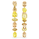 Gema drop earrings Asymmetrical design, Mixed cuts, Long, Yellow, Gold-tone plated