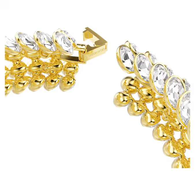 Idyllia bracelet Oval cut, White, Gold-tone plated
