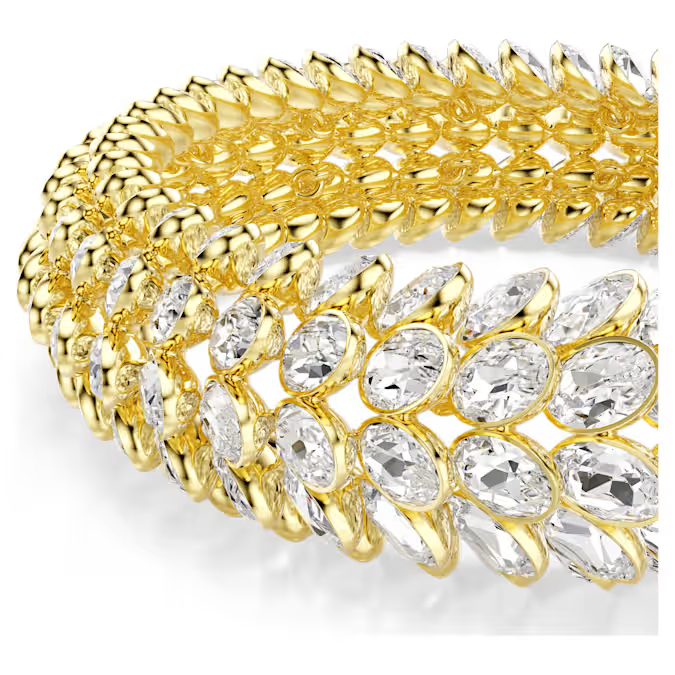Idyllia bracelet Oval cut, White, Gold-tone plated