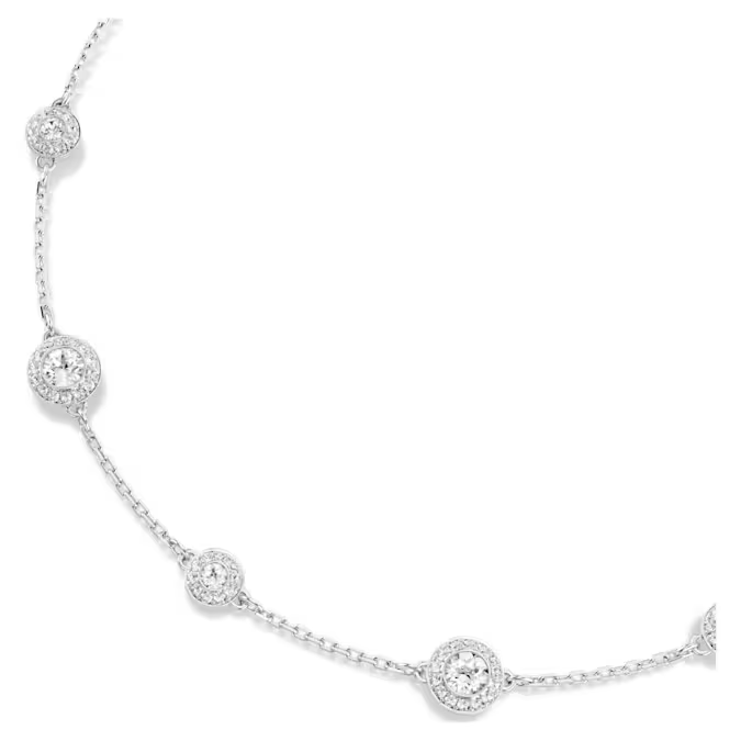 Una Angelic necklace Round cut, Double sided motifs, White, Rhodium plated