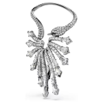 The Vienna Collection ear cuff Swan, White, Ruthenium plated
