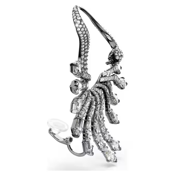 The Vienna Collection ear cuff Swan, White, Ruthenium plated