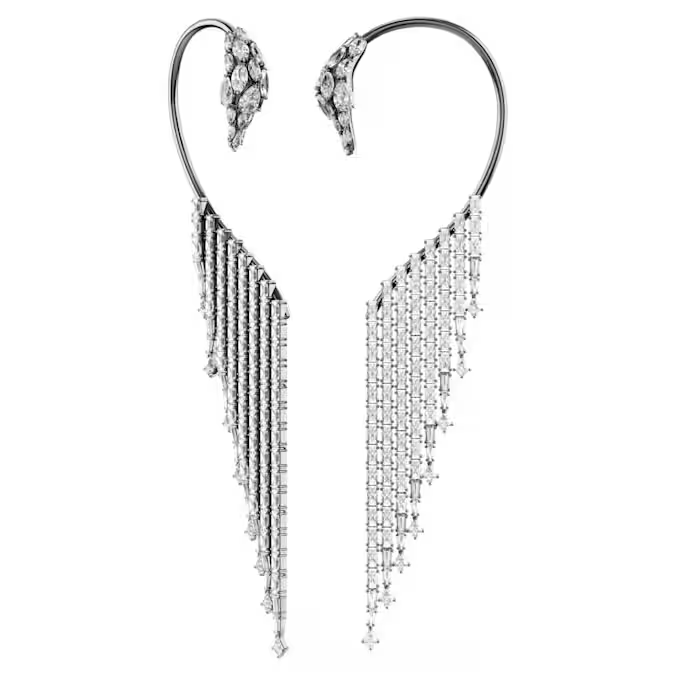 The Vienna Collection ear cuffs Swan, White, Ruthenium plated