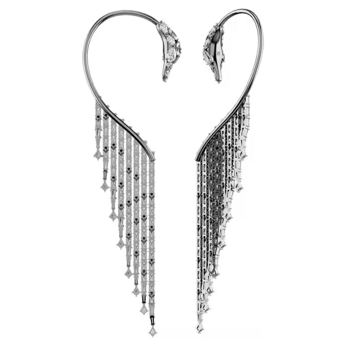 The Vienna Collection ear cuffs Swan, White, Ruthenium plated