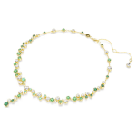 Constella Y necklace Mixed cuts, Green, Gold-tone plated