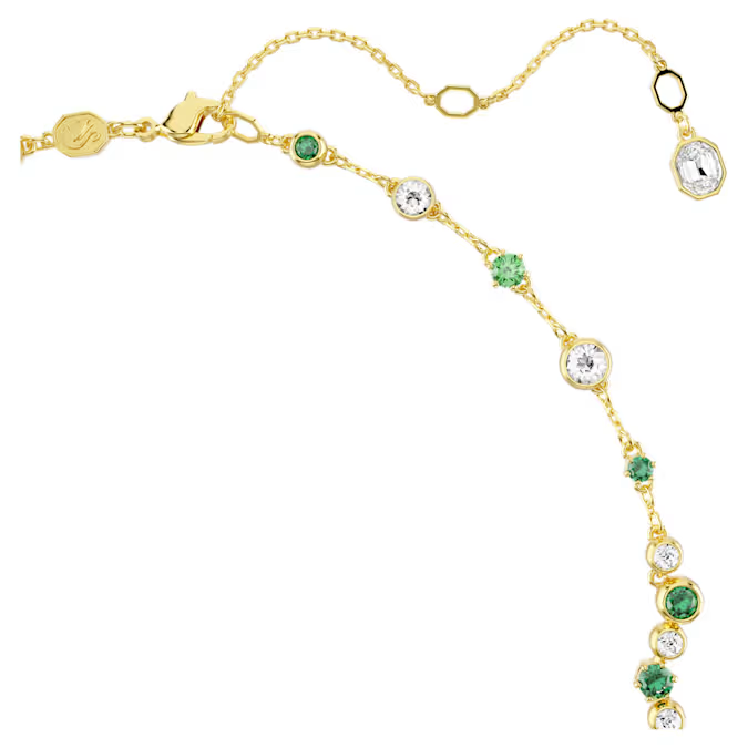 Constella Y necklace Mixed cuts, Green, Gold-tone plated