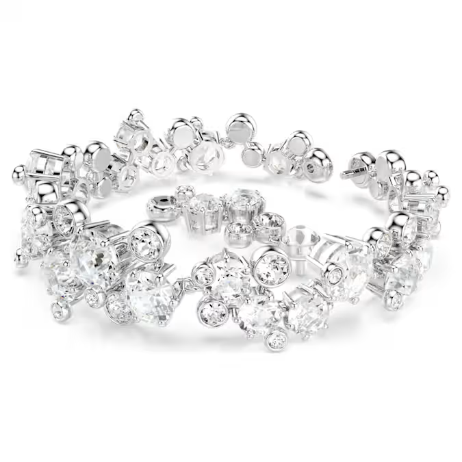 Constella bracelet Mixed cuts, White, Rhodium plated