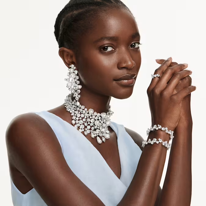 Constella bracelet Mixed cuts, White, Rhodium plated