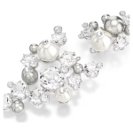 Constella earrings Crystal pearl, Round cut, White, Rhodium plated