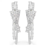 Matrix hoop earrings Mixed cuts, White, Rhodium plated
