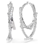 Matrix hoop earrings Mixed cuts, White, Rhodium plated