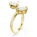 Mesmera open ring Heart cut, Pavé, White, Gold-tone plated